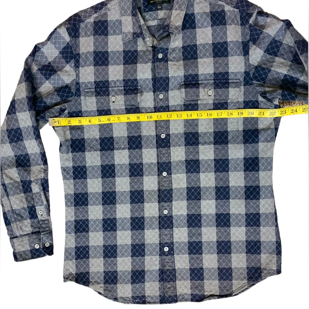 Banana Republic Plaid Check Button Down Shirt with Quilted Detail